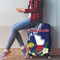 Wake Island Luggage Cover Tribal Pattern With Hibiscus Flowers LT05 - Polynesian Pride