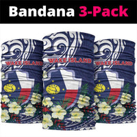Wake Island Neck Gaiter Tribal Pattern With Hibiscus Flowers LT05 package One Size: 25*50cm Blue - Polynesian Pride