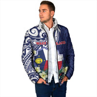 Personalised Wake Island Padded Jacket Tribal Pattern With Hibiscus Flowers LT05 - Polynesian Pride
