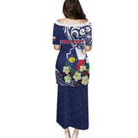 Personalised Wake Island Puletasi Tribal Pattern With Hibiscus Flowers LT05 - Polynesian Pride