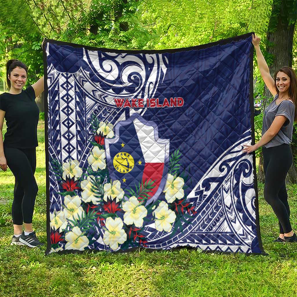 Wake Island Quilt Tribal Pattern With Hibiscus Flowers LT05 - Polynesian Pride