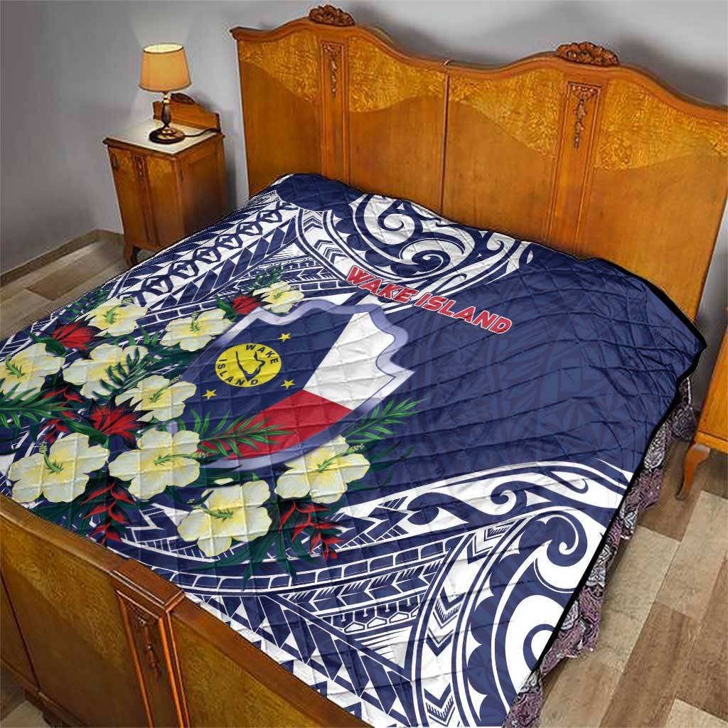 Wake Island Quilt Tribal Pattern With Hibiscus Flowers LT05 - Polynesian Pride