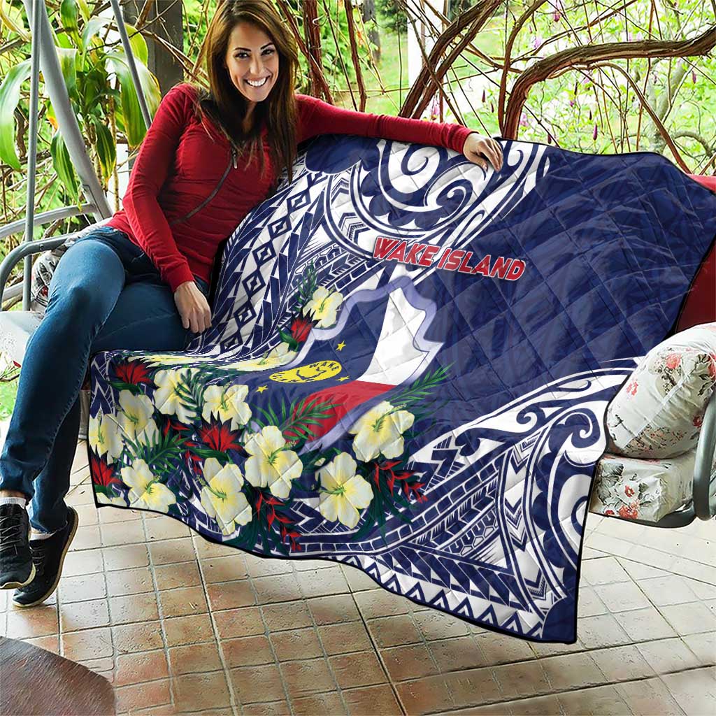 Wake Island Quilt Tribal Pattern With Hibiscus Flowers LT05 - Polynesian Pride