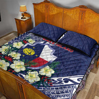 Wake Island Quilt Bed Set Tribal Pattern With Hibiscus Flowers LT05 - Polynesian Pride