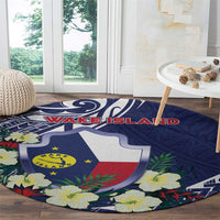 Wake Island Round Carpet Tribal Pattern With Hibiscus Flowers LT05 - Polynesian Pride