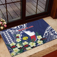 Wake Island Rubber Doormat Tribal Pattern With Hibiscus Flowers LT05 - Polynesian Pride
