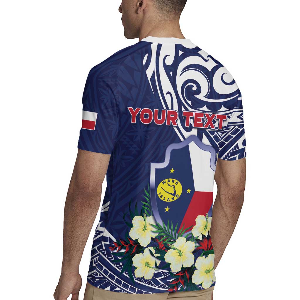 Personalised Wake Island Rugby Jersey Tribal Pattern With Hibiscus Flowers LT05 - Polynesian Pride