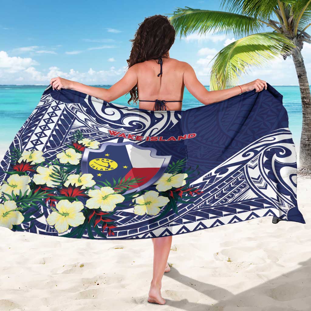 Wake Island Sarong Tribal Pattern With Hibiscus Flowers LT05 - Polynesian Pride