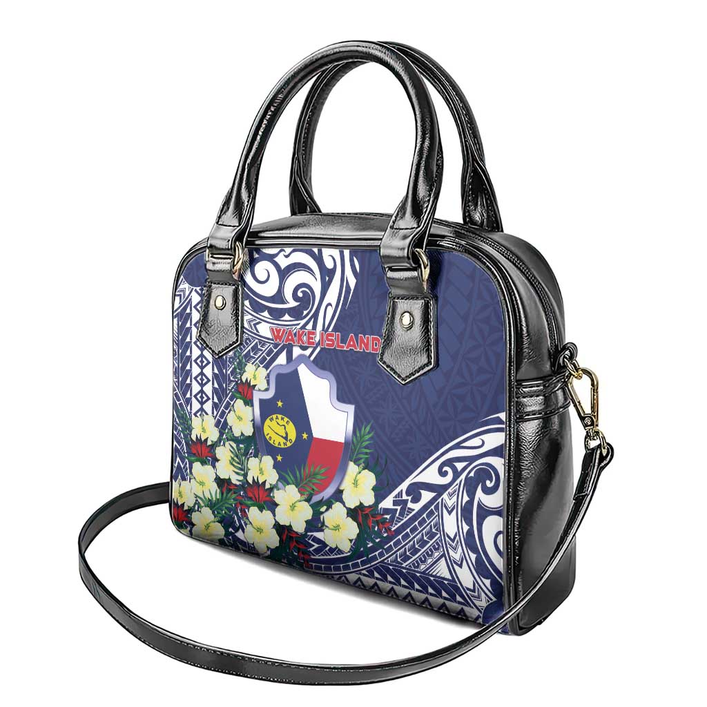 Wake Island Shoulder Handbag Tribal Pattern With Hibiscus Flowers LT05 - Polynesian Pride