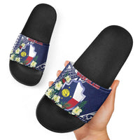 Wake Island Slide Sandals Tribal Pattern With Hibiscus Flowers LT05 - Polynesian Pride