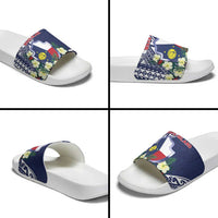 Wake Island Slide Sandals Tribal Pattern With Hibiscus Flowers LT05 - Polynesian Pride