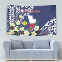 Wake Island Tapestry Tribal Pattern With Hibiscus Flowers LT05 - Polynesian Pride