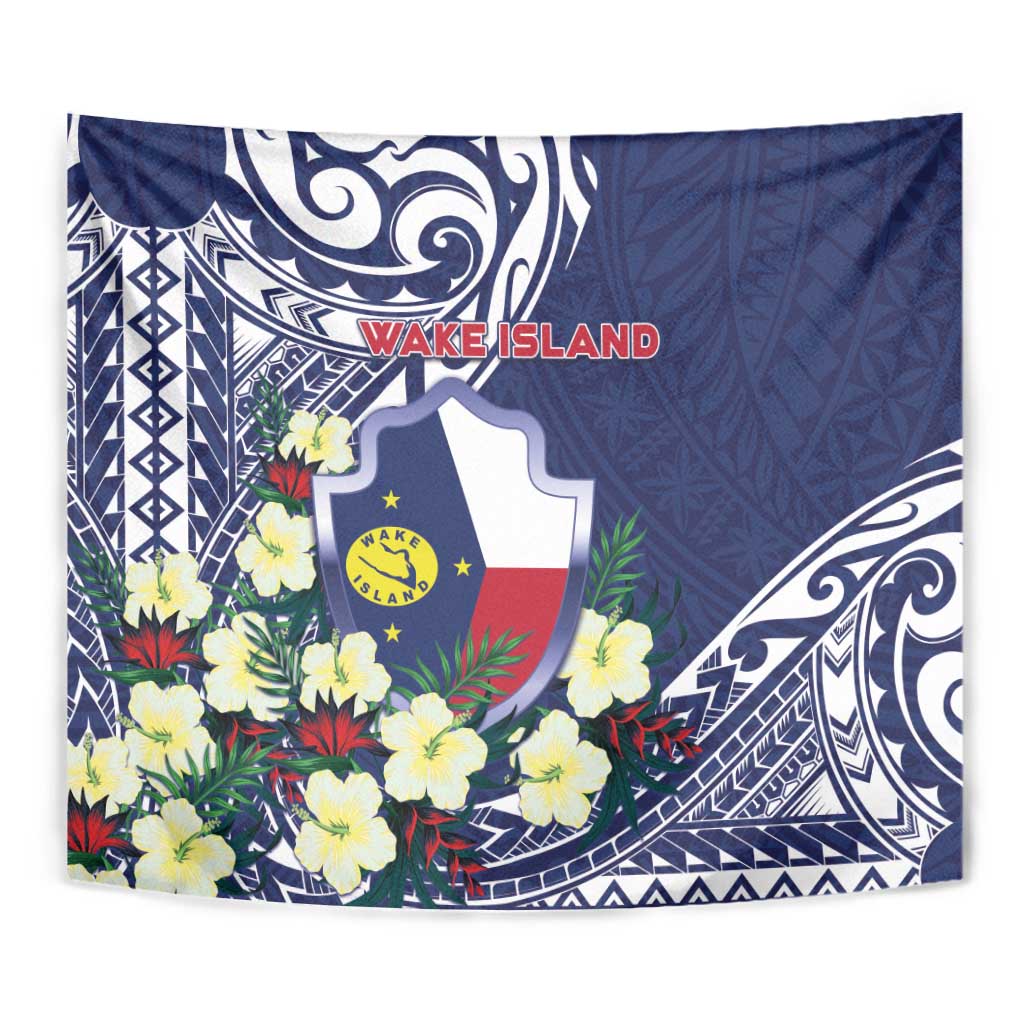 Wake Island Tapestry Tribal Pattern With Hibiscus Flowers LT05 - Polynesian Pride