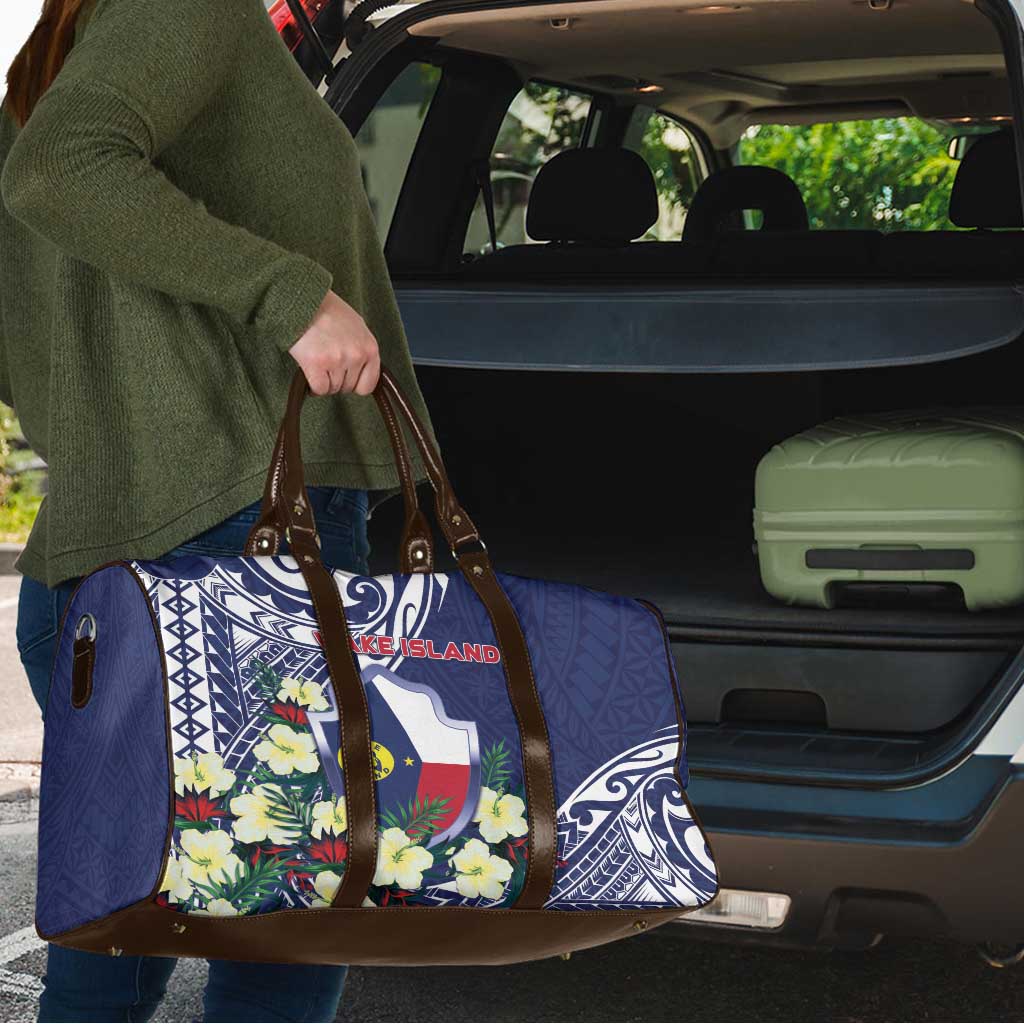 Wake Island Travel Bag Tribal Pattern With Hibiscus Flowers LT05 - Polynesian Pride