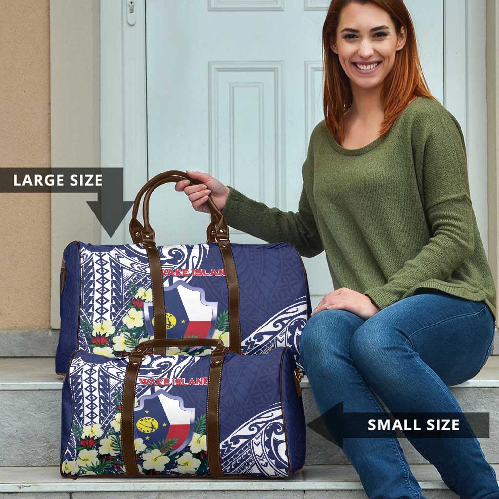 Wake Island Travel Bag Tribal Pattern With Hibiscus Flowers LT05 - Polynesian Pride