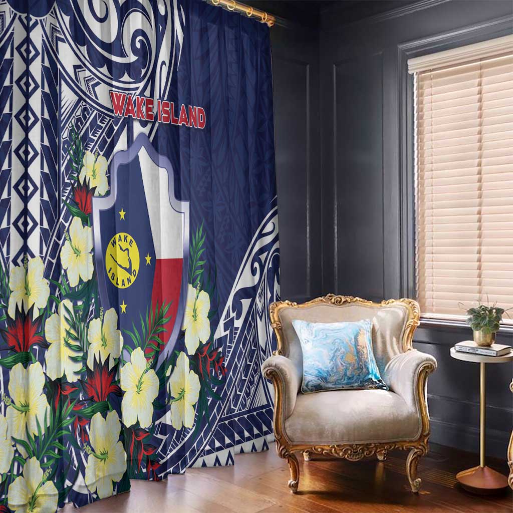 Wake Island Window Curtain Tribal Pattern With Hibiscus Flowers LT05 - Polynesian Pride