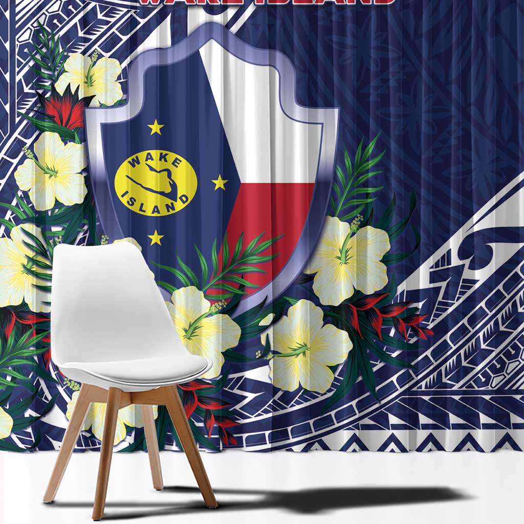 Wake Island Window Curtain Tribal Pattern With Hibiscus Flowers LT05 - Polynesian Pride