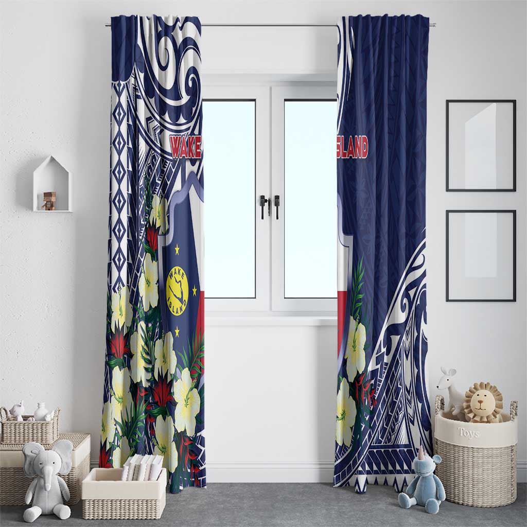 Wake Island Window Curtain Tribal Pattern With Hibiscus Flowers LT05 - Polynesian Pride
