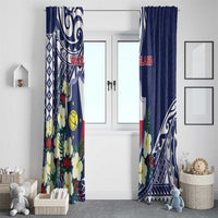 Wake Island Window Curtain Tribal Pattern With Hibiscus Flowers LT05 - Polynesian Pride