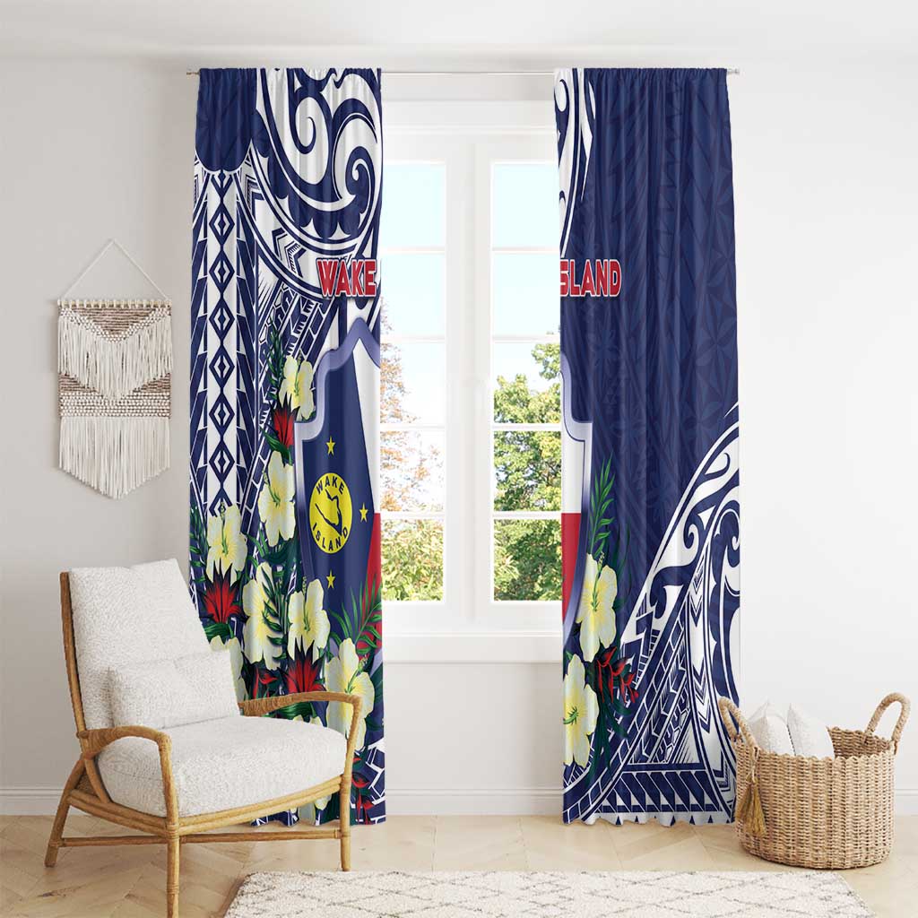 Wake Island Window Curtain Tribal Pattern With Hibiscus Flowers LT05 - Polynesian Pride