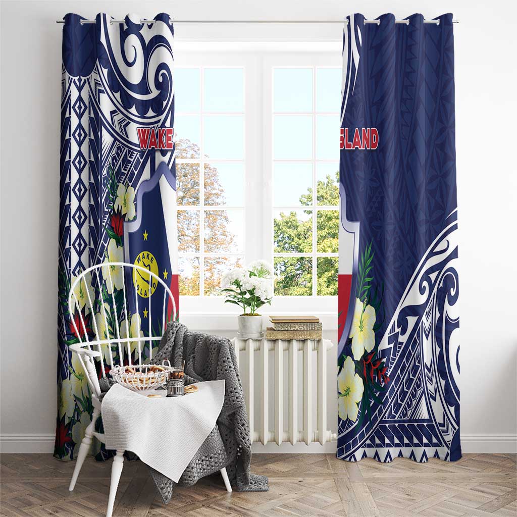 Wake Island Window Curtain Tribal Pattern With Hibiscus Flowers LT05 - Polynesian Pride