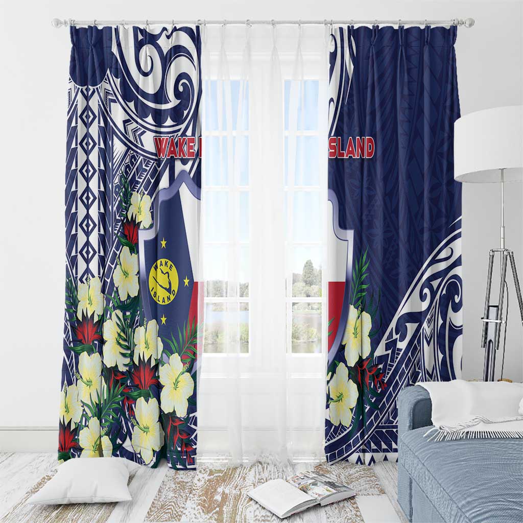Wake Island Window Curtain Tribal Pattern With Hibiscus Flowers LT05 - Polynesian Pride