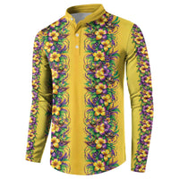 Aloha Hawaii Mardi Gras Button Sweatshirt Gold Style LT05 - Polynesian Pride