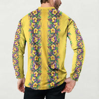 Aloha Hawaii Mardi Gras Button Sweatshirt Gold Style LT05 - Polynesian Pride