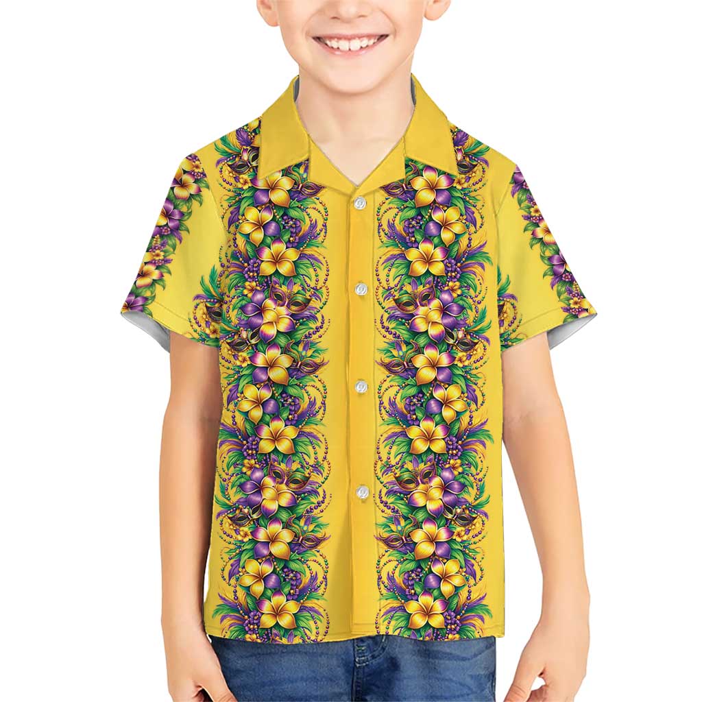 Aloha Hawaii Mardi Gras Kid Hawaiian Shirt Gold Style LT05 Kid Gold - Polynesian Pride
