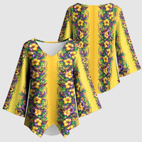 Aloha Hawaii Mardi Gras Kimono Sleeve Blouse Gold Style LT05 - Polynesian Pride