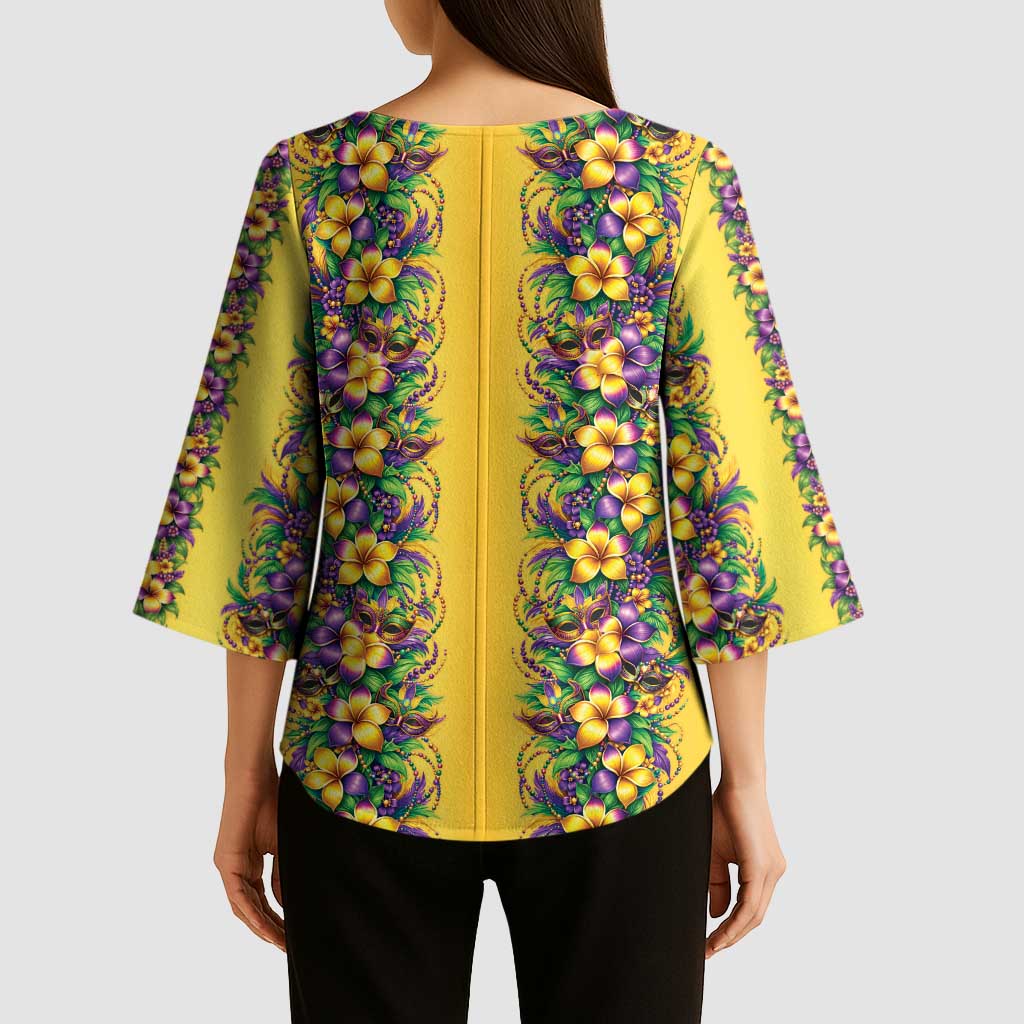 Aloha Hawaii Mardi Gras Kimono Sleeve Blouse Gold Style LT05 - Polynesian Pride