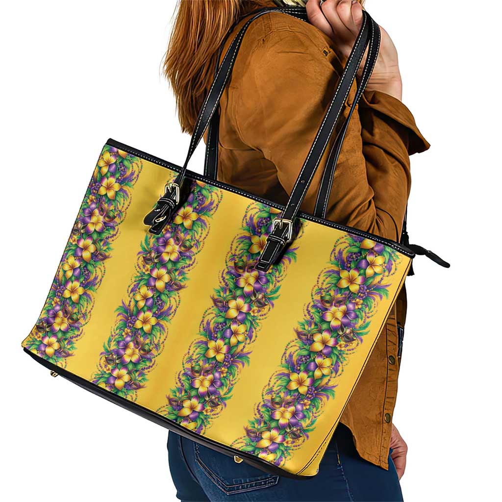 Aloha Hawaii Mardi Gras Leather Tote Bag Gold Style LT05 - Polynesian Pride