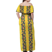 Aloha Hawaii Mardi Gras Off Shoulder Maxi Dress Gold Style LT05 - Polynesian Pride