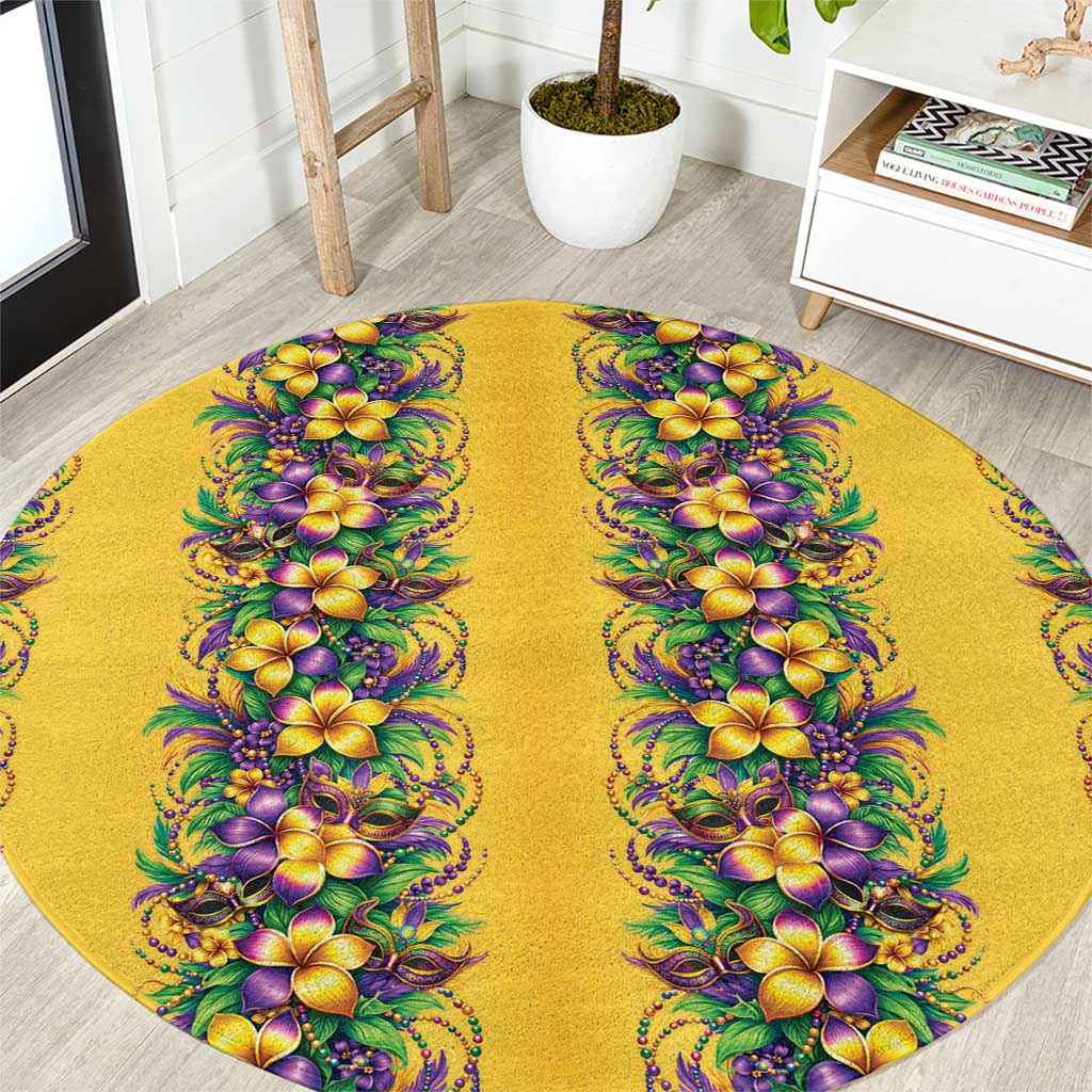 Aloha Hawaii Mardi Gras Round Carpet Gold Style LT05 Gold - Polynesian Pride