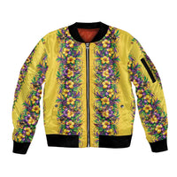 Aloha Hawaii Mardi Gras Sleeve Zip Bomber Jacket Gold Style LT05 Unisex Gold - Polynesian Pride