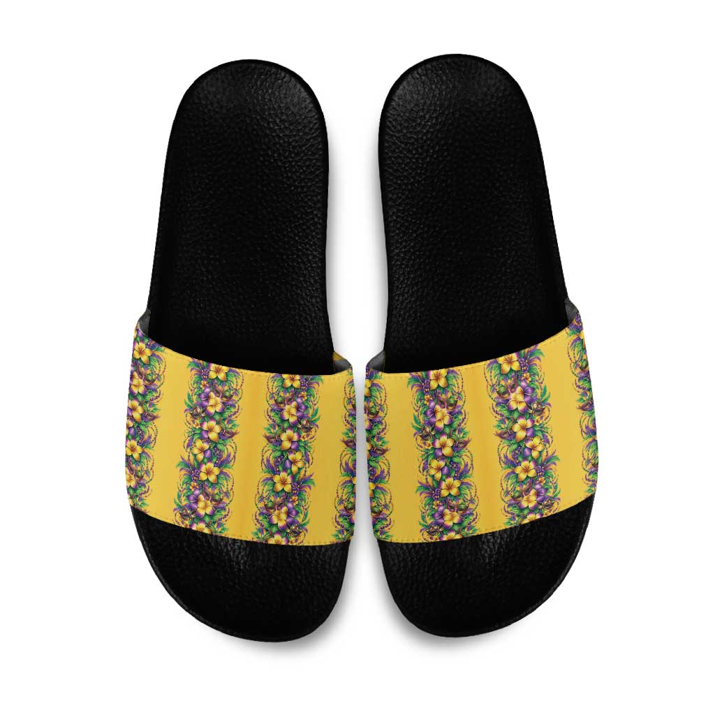 Aloha Hawaii Mardi Gras Slide Sandals Gold Style LT05 Gold - Polynesian Pride