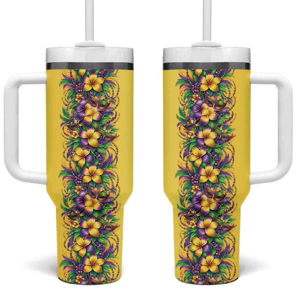 Aloha Hawaii Mardi Gras Tumbler With Handle Gold Style LT05 One Size: 40 oz Gold - Polynesian Pride