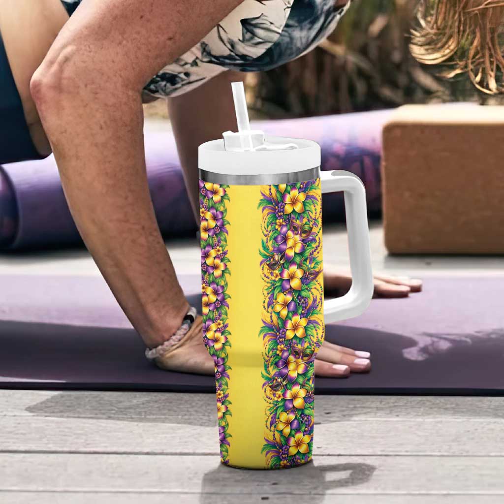 Aloha Hawaii Mardi Gras Tumbler With Handle Gold Style LT05 - Polynesian Pride