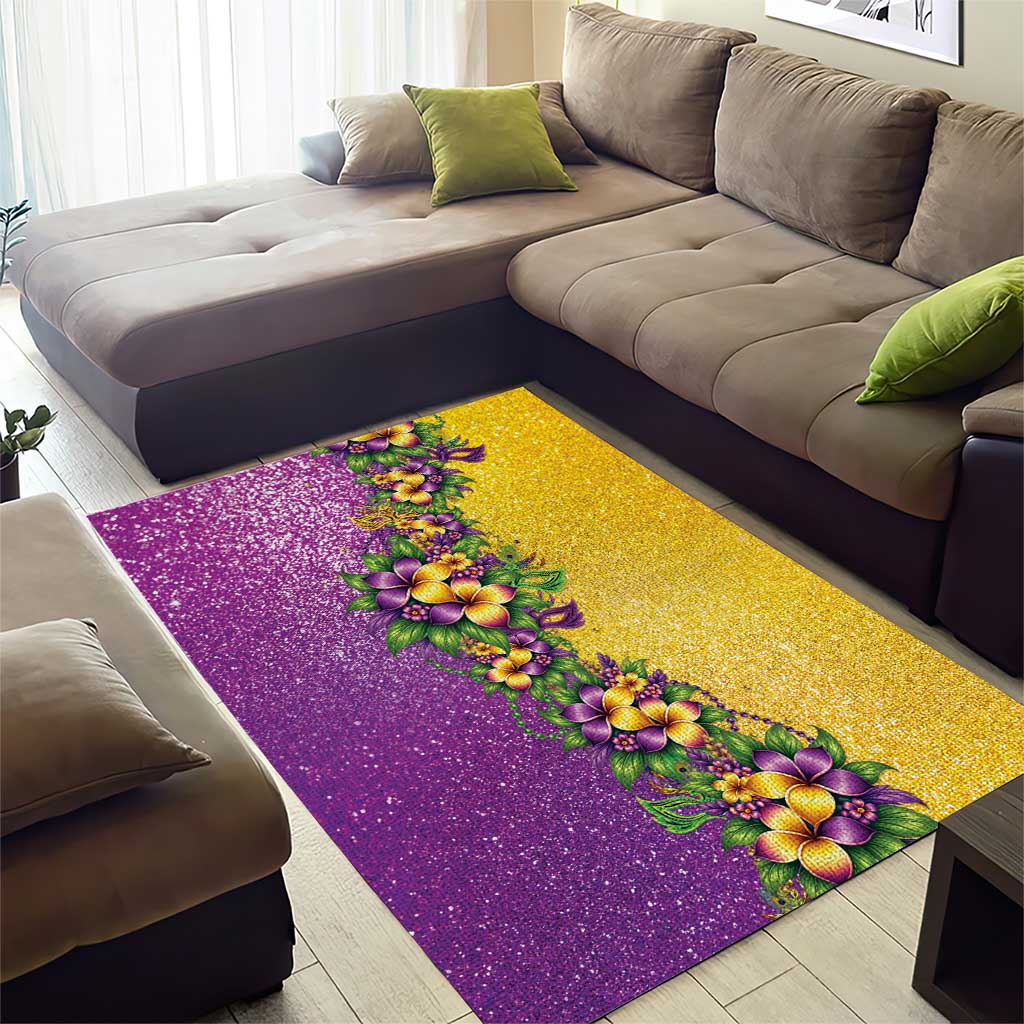Hawaii Mardi Gras Area Rug Plumeria Lei Beads Glitter Style LT05 - Polynesian Pride