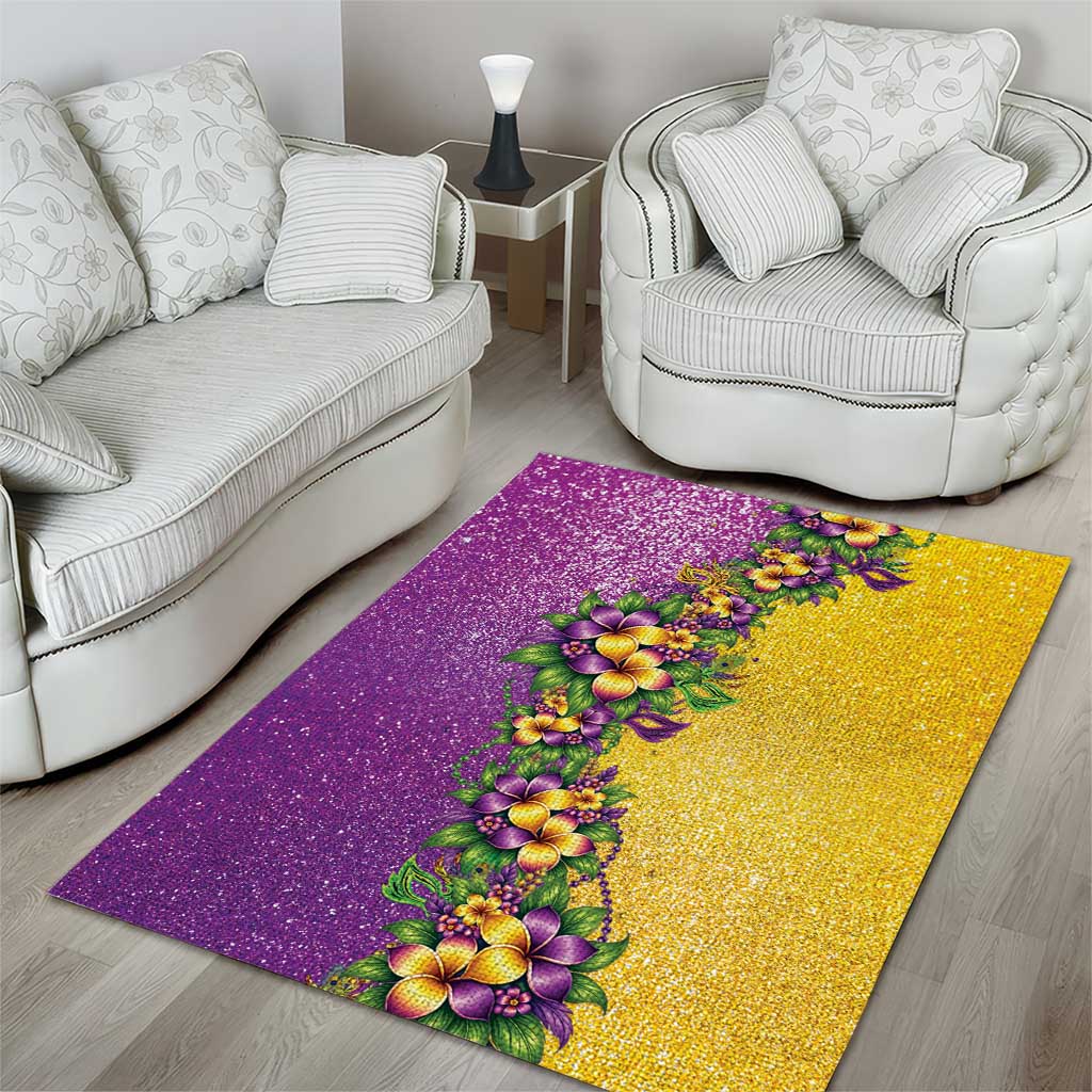 Hawaii Mardi Gras Area Rug Plumeria Lei Beads Glitter Style LT05 - Polynesian Pride