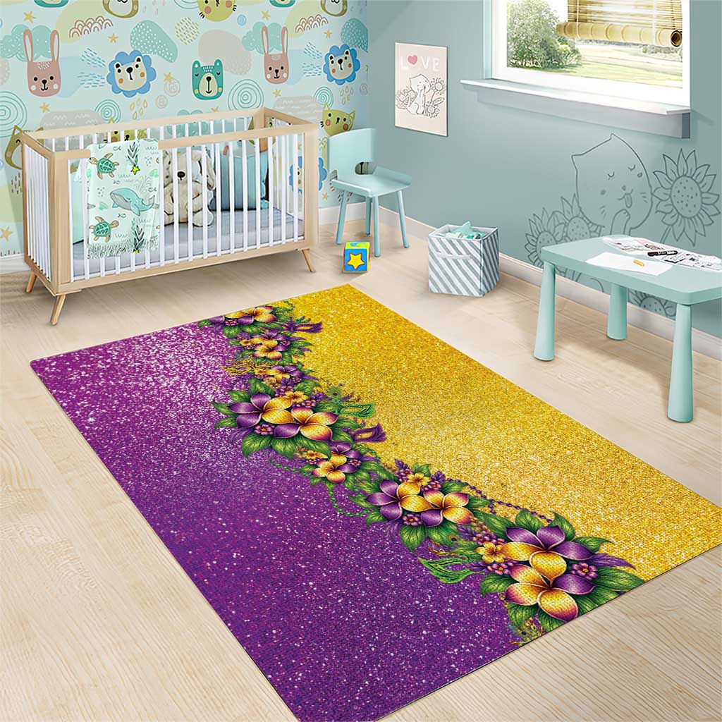 Hawaii Mardi Gras Area Rug Plumeria Lei Beads Glitter Style LT05 - Polynesian Pride