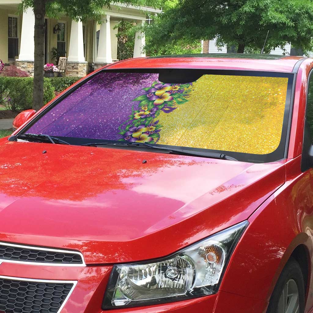 Hawaii Mardi Gras Auto Sun Shade Plumeria Lei Beads Glitter Style LT05 - Polynesian Pride