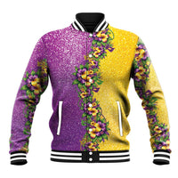 Hawaii Mardi Gras Baseball Jacket Plumeria Lei Beads Glitter Style LT05 Unisex Colorful - Polynesian Pride