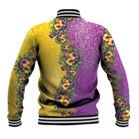 Hawaii Mardi Gras Baseball Jacket Plumeria Lei Beads Glitter Style LT05 - Polynesian Pride