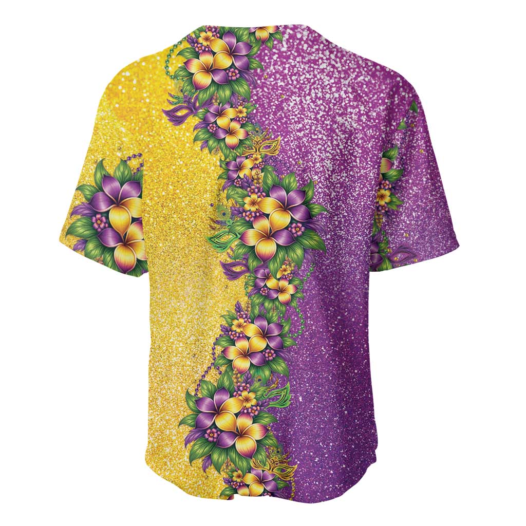 Hawaii Mardi Gras Baseball Jersey Plumeria Lei Beads Glitter Style LT05 - Polynesian Pride