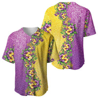Hawaii Mardi Gras Baseball Jersey Plumeria Lei Beads Glitter Style LT05 - Polynesian Pride