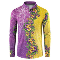 Hawaii Mardi Gras Button Sweatshirt Plumeria Lei Beads Glitter Style LT05 Colorful - Polynesian Pride
