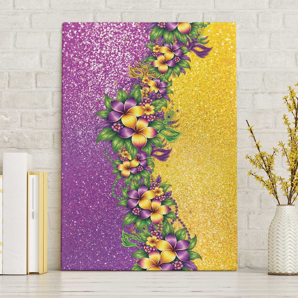 Hawaii Mardi Gras Canvas Wall Art Plumeria Lei Beads Glitter Style LT05 Without Frame Colorful - Polynesian Pride