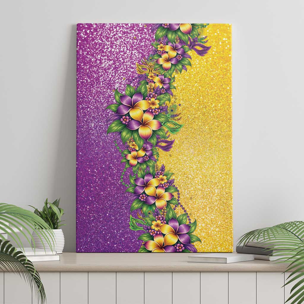Hawaii Mardi Gras Canvas Wall Art Plumeria Lei Beads Glitter Style LT05 - Polynesian Pride