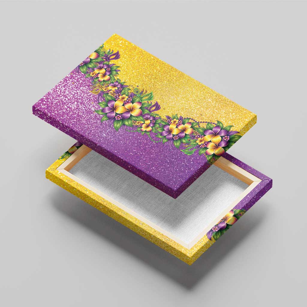 Hawaii Mardi Gras Canvas Wall Art Plumeria Lei Beads Glitter Style LT05 - Polynesian Pride